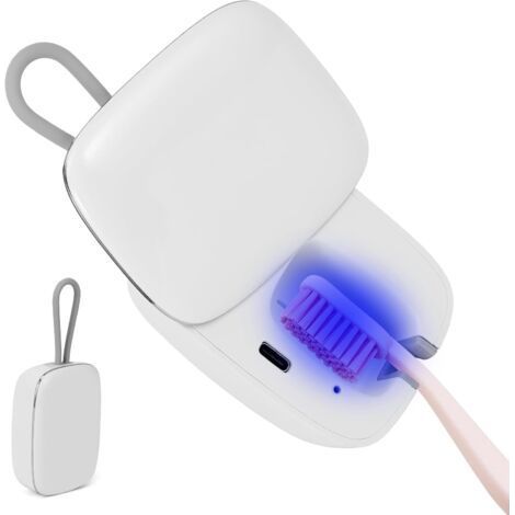 Toothbrush Sterilizer, Wall Mount with Sterilizer Function, USB Rechargeable, Germicidal Drying, Toothbrush Sterilizer Holder for Bathroom (1/5)
