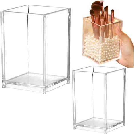 Soporte para 10 brochas de maquillaje de acrílico transparente, Libre de polvo, ordenado y organizado, 7,57,59 cm, Transparente (1/5)