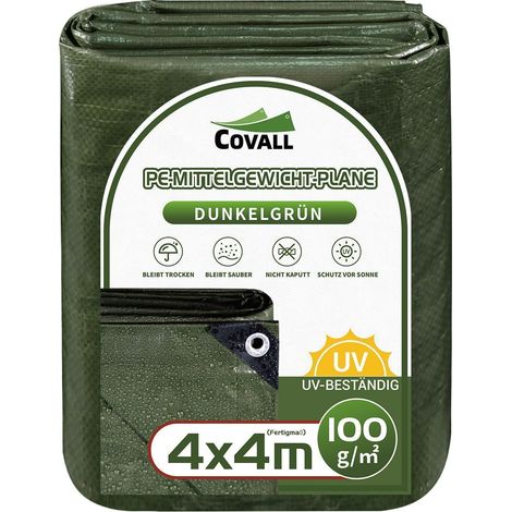 Gewebeplane 4x4m mit Ösen, 100g/m², UV-beständig, wasserdicht, grün (1/5)