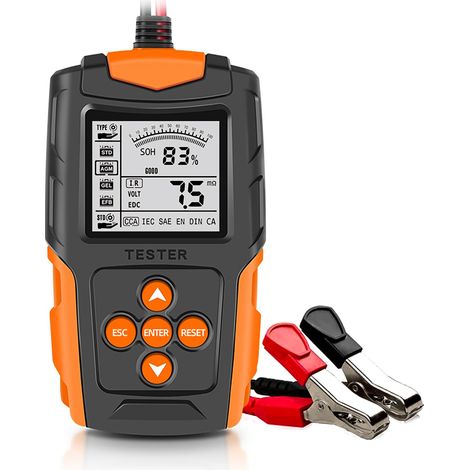 Testeur de batterie pour les batteries 12V et 24V, testeur de capacité 3AH-200Ah pour les cellules inondées, EFB, AGM plates, AGM enroulées, gel et humides.