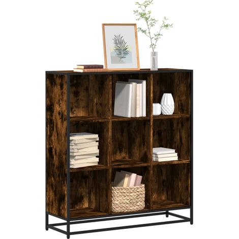 Bücherregal Räuchereiche 97,5x33x107,5 Holzwerkstoff und Metall