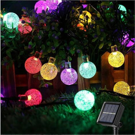 Guirlande lumineuse solaire d'extérieur, 6,5 m, 30 LED, boules lumineuses étanches en cristal, idéale pour l'intérieur, le jardin, la terrasse, les fêtes et Noël. (1/3)