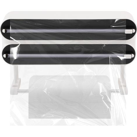 Porte-rouleau mural 3 en 1 pour cuisine, distributeur de feuille d'aluminium, distributeur de coupe de film adhérent magnétique monté au mur (sans forage) (1/5)