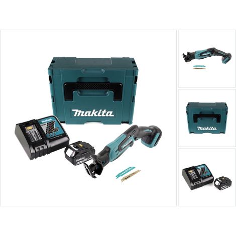 Makita DJR 183 RT1J 18V sierra recíproca sin cable + 1x batería 5.0Ah + cargador + Makpac