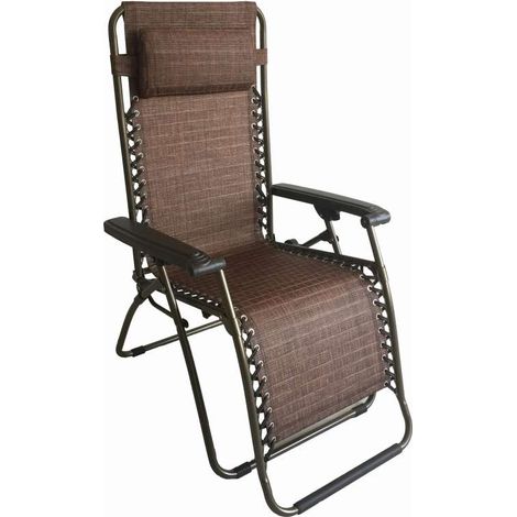 Sedia Sdraio Reclinabile in Acciaio e Textilene - Bronzo - 91x69x113 cm (1/2)