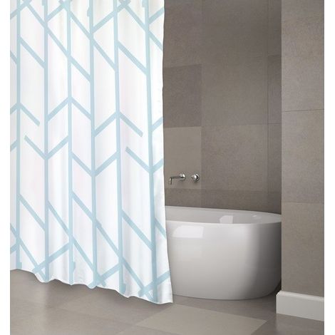 Rideau de douche Polyester TREE 180x200cm QUALITE PREMIUM Bleu Turquoise - Anneaux inclus MSV