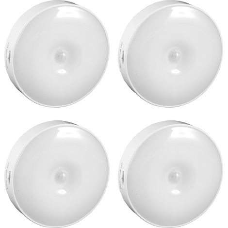 Ortviai Veilleuse LED avec capteur de mouvement, rechargeable par USB, 4 pièces, lumière chaude, pour placard, escalier, salle de bain (1/5)