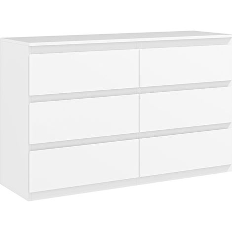 Comò Cassettiera 6 Cassetti 120x39x75 cm con Maniglie a Gola in Legno Bianco (1/5)