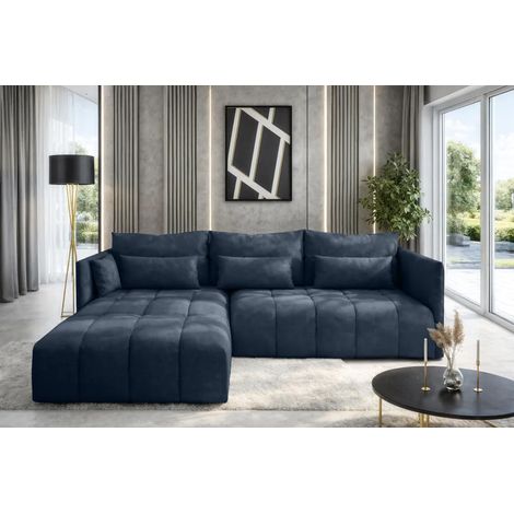AX LIVING Ecksofa mit Schlaffunktion und Bettkasten Cosmova Blau 245cm