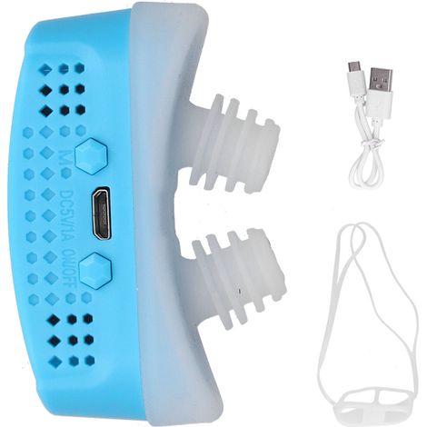 Dispositif Anti Ronflement Portable Électrique Recyclable Machine Soulagement Ronflement pour Ronfleurs Sévères (Bleu)