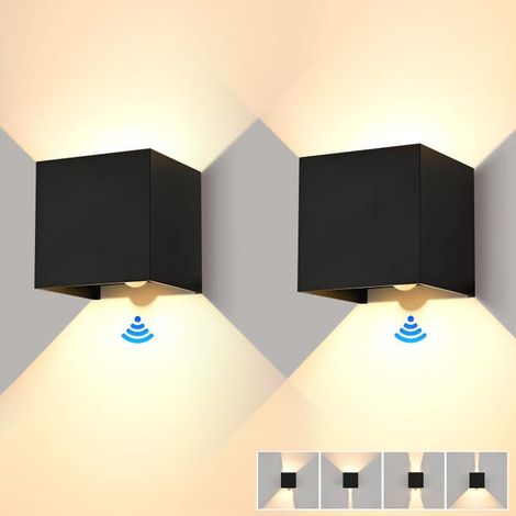 2 Piezas Applique LED 12W Interior/Exterior – Luz Calida 3000K, IP65, Ángulo Regulable (1/5)