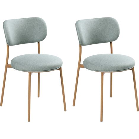 Conjunto de 2 sillas modernas asientos tapizados poliéster patas de metal para comedor cocina verde menta Casey (1/5)