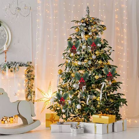 Lot de 10 décorations de Noël en pommes de pin, accessoires de bricolage en aiguilles de pin, emballages créatifs, boîtes cadeaux et accessoires. (1/5)
