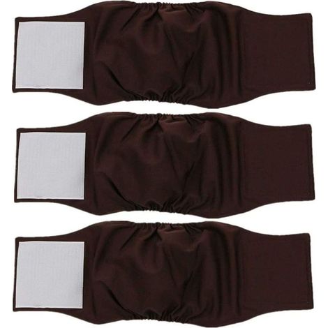 Couche Lavable Chien Mâle - 3 pièces L Marron - Confortable Réutilisable (1/5)