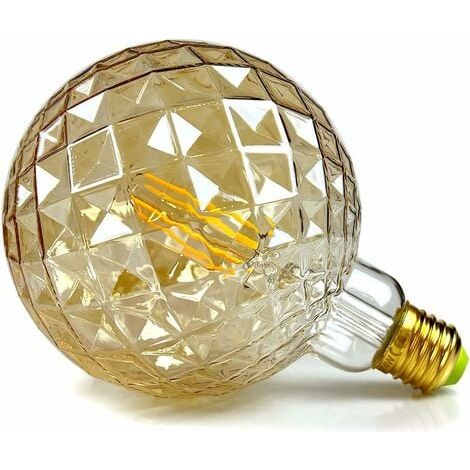 Ampoules LED Vintage G125 Crystal 4W E27, Blanc Chaud 2700K, Gros Globe en Cristal, Décoration Edison, 220/240V, Vis Standard (1/4)