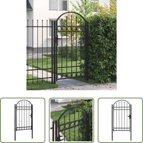 vidaXL Gewölbtes Tor - Gartentor Assen mit Bogenabschluss Stahl 102 x 175 cm Schwarz (1/5)