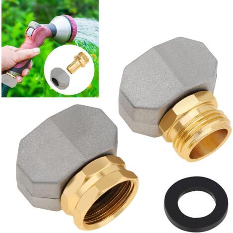 Set de 2 mâles, femelles zinc et aluminium tuyaux de jardin accessoires de réparation pour tous 1,6 cm et 1,9 cm (1/5)