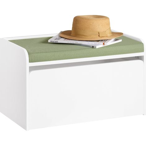 Organizador de Juguetes Multifuncional con 1 Cajón Móvil Banco Almacenaje para Niños con Cojín 60 x 34 x 35 cm Blanco KMB80-W SoBuy ES (1/5)