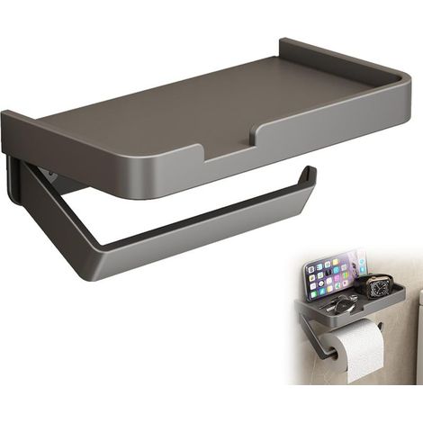Porte Papier Toilette,Porte Rouleau Papier Toilette Adhésif,Rouleau avec Etagère Bambou Distributeur Papier WC Support Mural pour Salle De Bain (1/5)