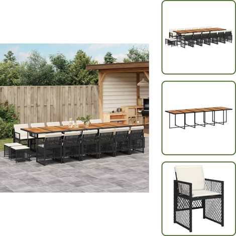vidaXL Ensemble à manger de jardin 17 pcs coussins noir résine tressée (1/5)