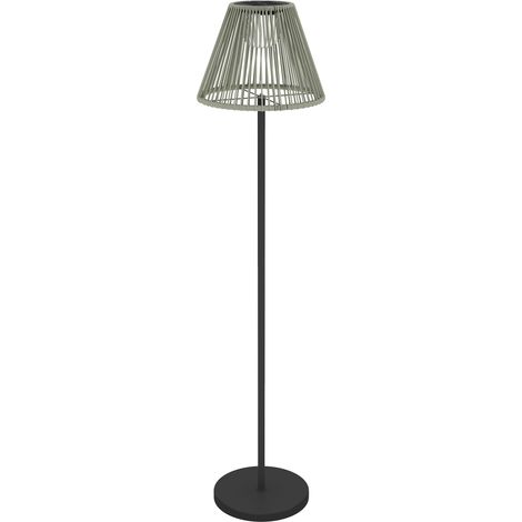 Lampadaire solaire, style rotin, lampe solaire avec capteur de luminosité, 25 LED, éclairage solaire style bohème, Ø33 x 135 cm (1/5)