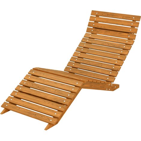 Chaise longue de jardin, transat, bois massif, marron, 66 x 170 x 77 cm (1/5)