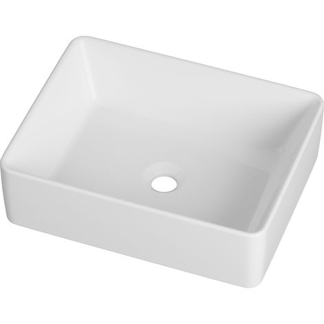 Lavabo à poser salle de bain Granitan Evo 48x37cm rectangulaire céramique blanc 1 pièce (1/5)