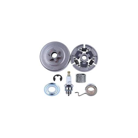 Kit de 3/8" Pignon Embrayage pour Stihl 017 018 MS170 MS180 021 023 025 MS210 MS230 MS250, Pignon + Tambour d'embrayage + Roulement + Vis sans fin + Rondelle + E-Clip + Bougie