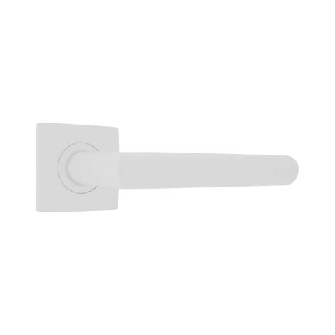 Ouvre&Déco – Lot de 2 poignées de porte sur rosace BRUNELLA – Métal blanc époxy – Pour épaisseur de porte 36 à 40 mm – Fonctionnement bec de cane