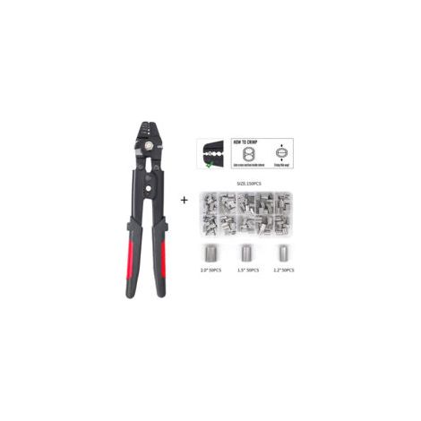 Lntyq Pince à corde avec fonction coupante pour manchons en aluminium de 0,1 mm à 2,2 mm,avec 150 pièces 1,2/1,5/2 mm en aluminium à double barillet (1/5)