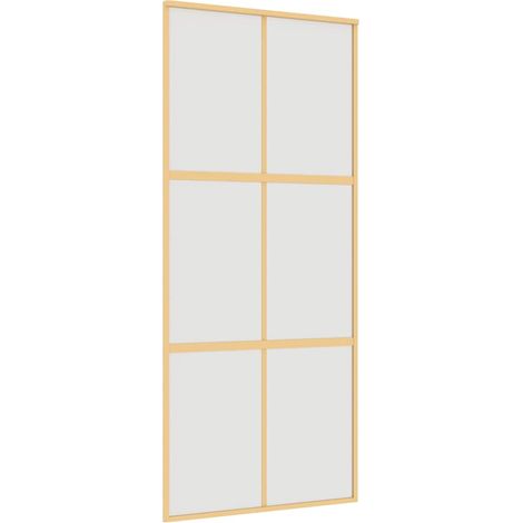 Maison Exclusive - Porta Scorrevole Dorata 90x205 Vetro Smerigliato ESG Alluminio