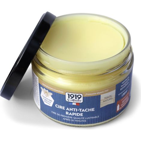 Cire en pâte pour bois, meubles et parquets - 0,25L teinte naturel - Cire d'abeille - Anti-taches rapide 1919 by Mauler