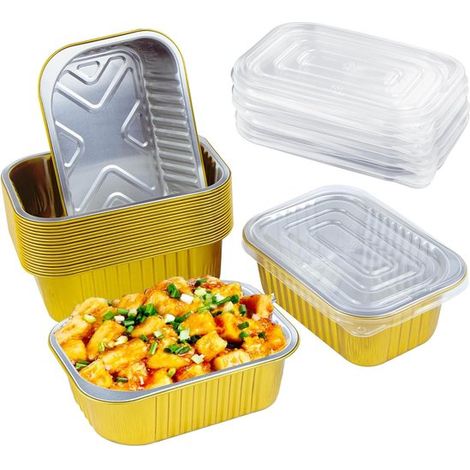 20 Aluminiumfolienschalen Größe L 1050 ml 220 x 150 x 45 mm Grillschalen Material Aluminium Ideal zum Backen Braten und Kochen Kleine Schalen für (1/5)