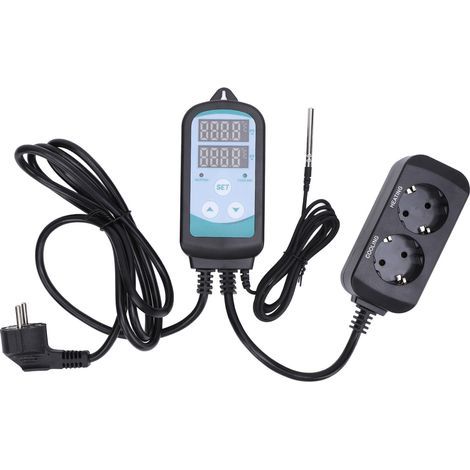 Digitaler Temperaturregler mit Anzeige, Heiz- und Kühlfunktion, zweistufig für Reptilienaquarien (1/5)