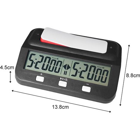 Minuterie d'échecs numérique, horloge électronique multifonctionnelle, compte à rebours, pour jeux de société (1/5)