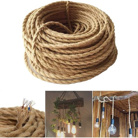 10 m langes Elektrokabel, 2-adrig, Vintage-Textilkabel mit Kupferummantelung, im Retro-Industrie-Stil geflochten, für DIY-Leuchten und Pendelleuchten (1/5)
