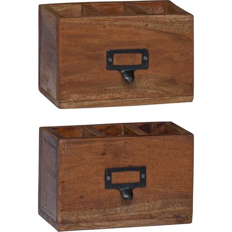 Pencil Case Multicolour 18 x 10 x 12 cm Solid Mahogany Wood vidaXL