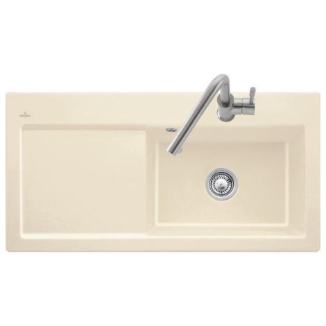 Évier plat Subway 60 XL, cuve à droite, 96,5 x 475 mm, Ebony Ceramicplus