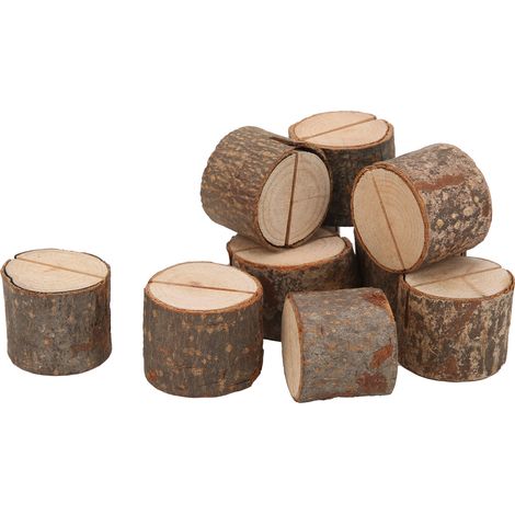 Lot de 10 porte-cartes de table en bois avec pince photo et grande fente, ornement décoratif artisanal (1/5)