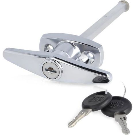 1 Poignée de garage, Acier chromé, Serrure à cylindre, Tige carrée 8mm, Pour porte sectionnelle (1/5)