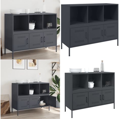 Sideboard Anthrazit 100,5x39x79 cm Stahl - Industrielles Design - Sideboard - Regal - Aufbewahrung - Wohnraum - Home & Living