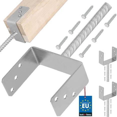 KOTARBAU® 2 pcs Support Poteau à Sceller - Acier Galvanisé - 151 mm - Argent - Pied de Poteau Bois - avec Ancrage Béton - Embase Robuste pour Clôture Jardin Terrasse (1/5)