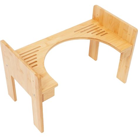 Tabouret de toilette en bambou, hauteur réglable, design compact, Couleur du bois (1/2)