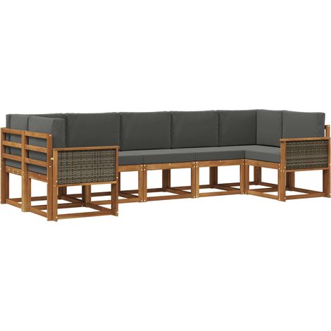 Conjunto de sofás de exterior 7 pcs Natural y Antracita vidaXL (1/5)