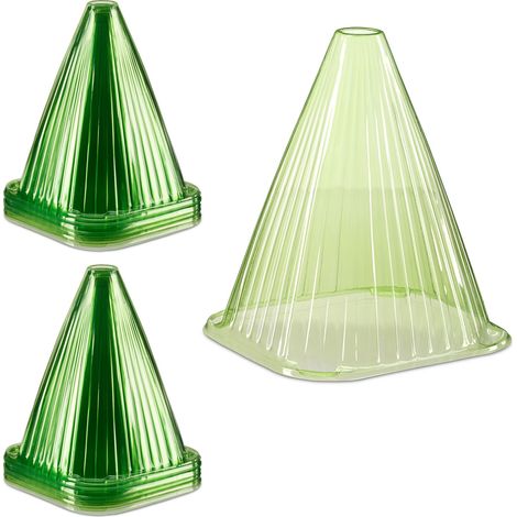 Relaxdays Plant Cover, Set of 48, Snail and Frost Protection, HxWxD: 22 x 19.5 x 18.5 cm, Greenhouse Cones, PVC, Green