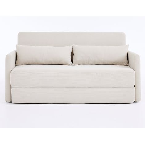 CHICFURN Divano letto 2 posti 165x92 cm in tessuto a coste beige con 2 cuscini lombari (1/5)