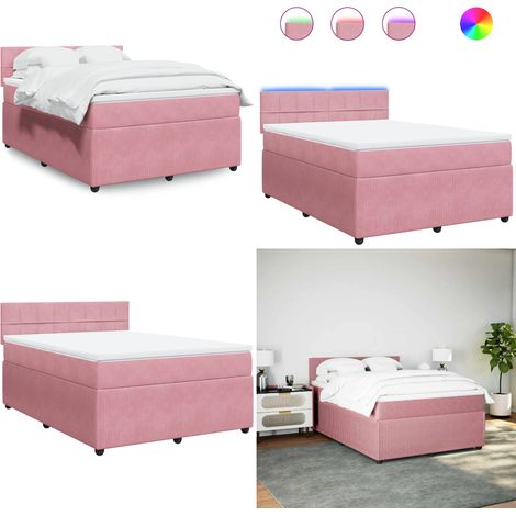 vidaXL Boxspringbett mit Matratze Rosa 160x200 cm Samt (1/5)