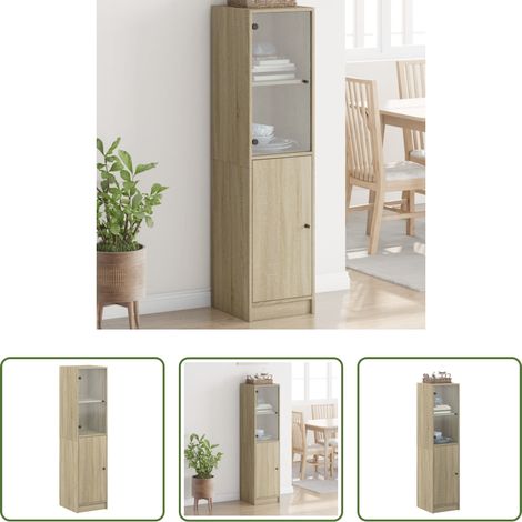 Buffet avec porte vitrée - Buffet avec porte en verre chêne sonoma 35x37x142 cm (1/5)