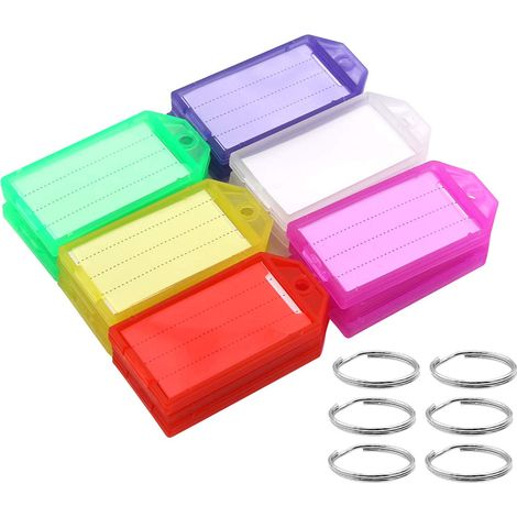 Porte Clef Etiquette Couleur - 60 Pièces Porte Clés Étiquettes en Plastique Porte Clé Identification et Anneau pour Marquer Les Clés, Clés USB (1/5)