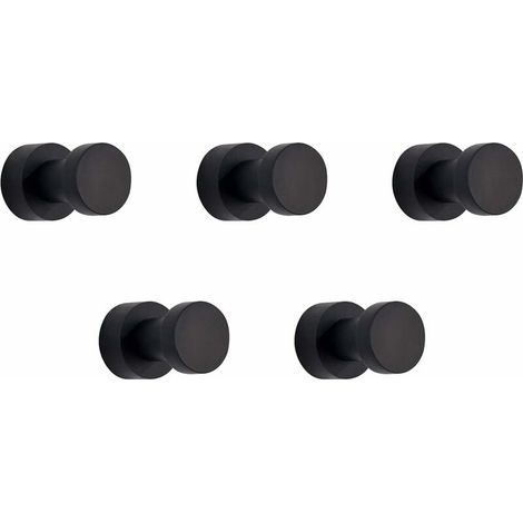 Hook Mur - En Laiton Noir - Adhésif Et Vis - Pour Salle De Bain Cuisine Porte Armoire - 5 Pièces